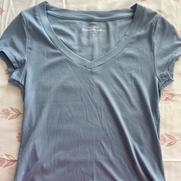 Aeropostale Light Blue Ribbed Crop Top - Picture 1 of 1